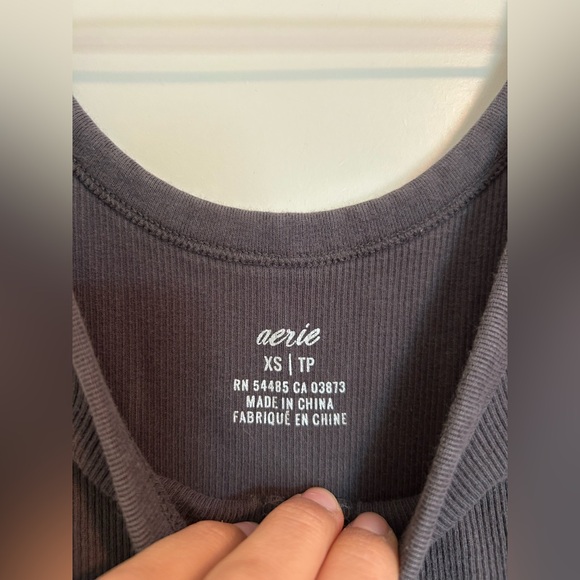 Aerie Charcoal Ribbed Tank Top with clasps - Picture 3 of 3